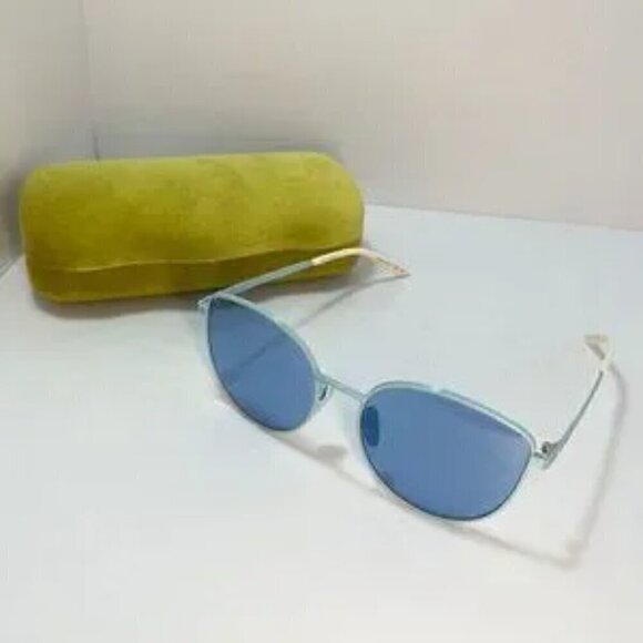 New GUCCI Metal Cat Eye GG0807SA Sunglasses Pale Blue main image 9